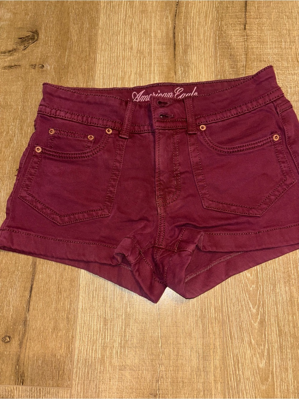 American Eagle Outfitters Wine Red Women's Denim Shorts